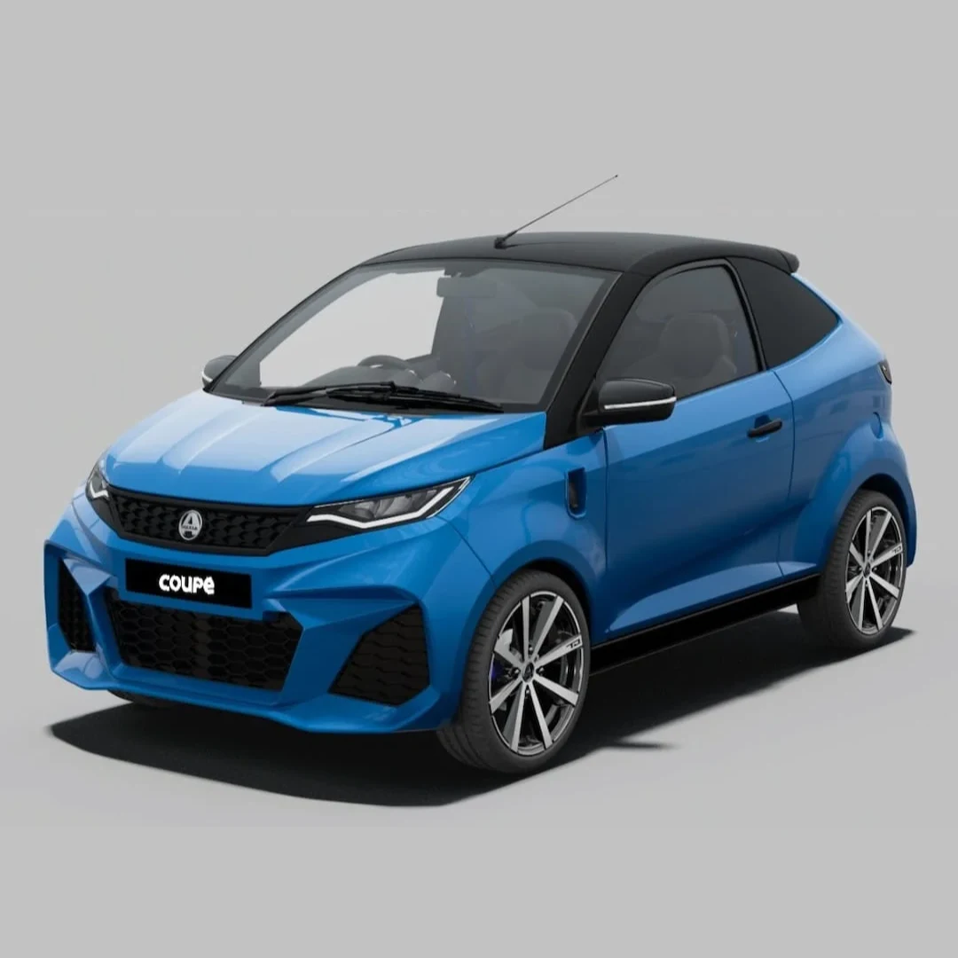 AIXAM - Coupé GTI électrique bleue – vue 3/4 avant