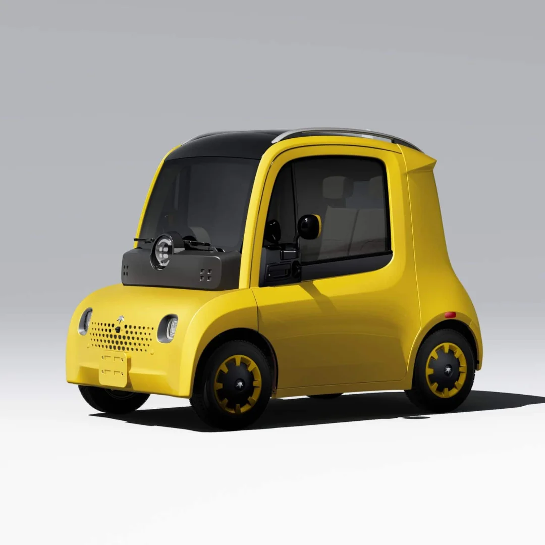 ASTRAUX AL7 – voiture électrique permis B1 – vue de profil, jaune