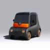 ASTRAUX AL7 – voiture électrique permis B1 – vue de trois quarts avant, noire et orange