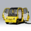 ASTRAUX AL7 – voiture électrique permis B1 – vue de trois quarts avant, jaune