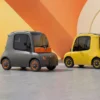 ASTRAUX AL7 – voiture électrique permis B1 – jaune sur fond orange, vue de profil
