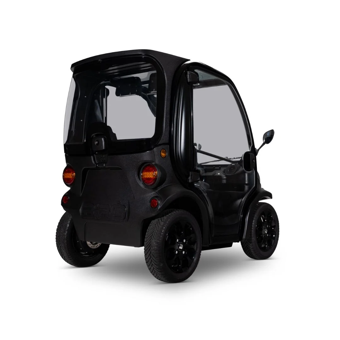 Biro Big noire occasion 2019 2 300 km – voiture sans permis électrique – vue arrière en studio