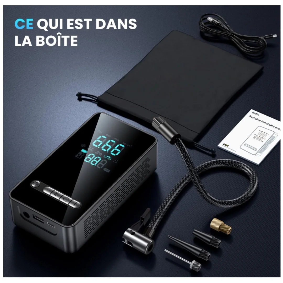 Gonfleur de pneus électrique – contenu de la boîte