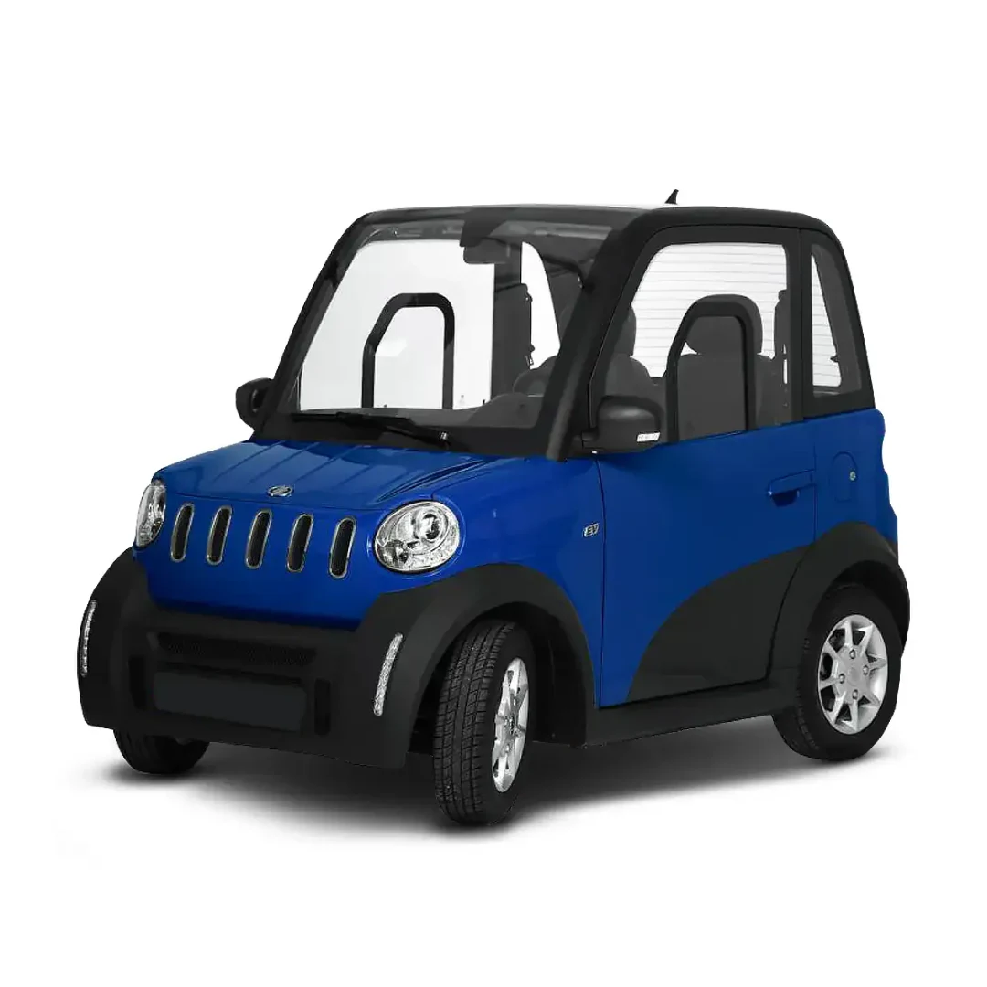 JIAYUAN City Fun bleue – voiture sans permis électrique – vue de trois quarts avant