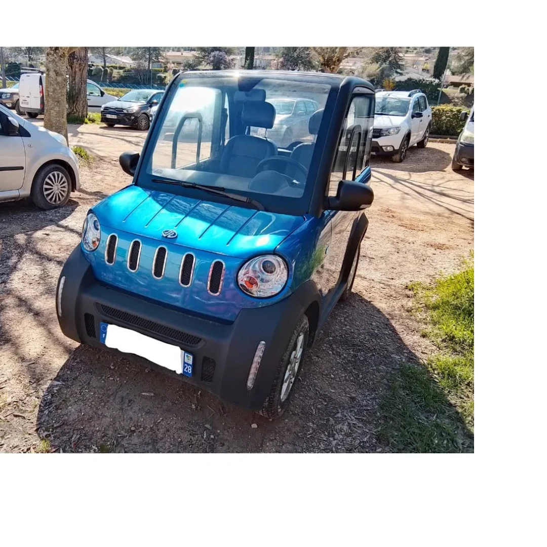 Jiayuan City Fun bleue occasion 2024 6 950 km – voiture sans permis électrique – vue de face