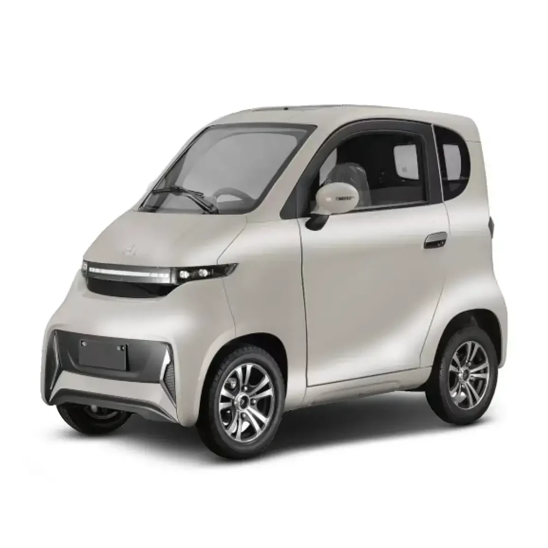 LI-BELLULE Grande Autonomie – voiture sans permis électrique ByAspp – vue de trois quarts avant, beige