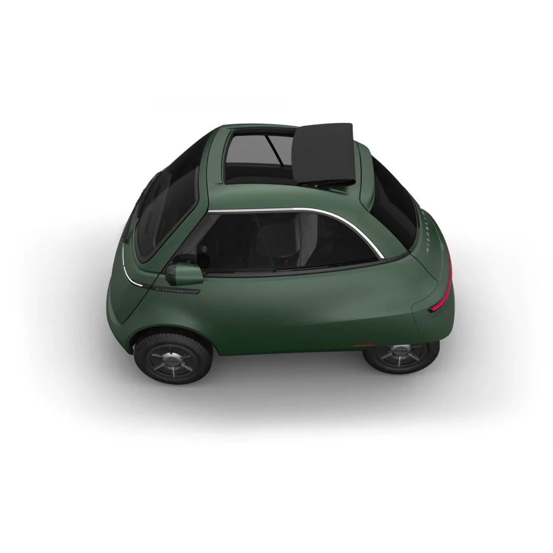 MICROLINO – voiture électrique permis B1 – vue arrière, vert foncé