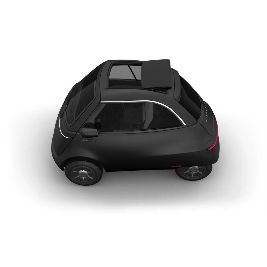 MICROLINO – voiture électrique permis B1 – vue arrière, noire