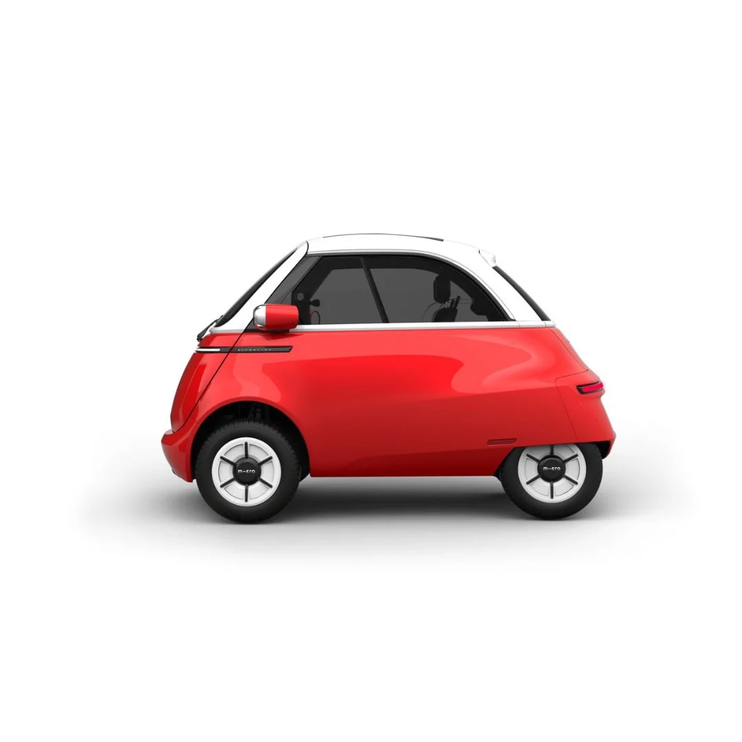 MICROLINO – voiture électrique permis B1 – vue de profil, rouge