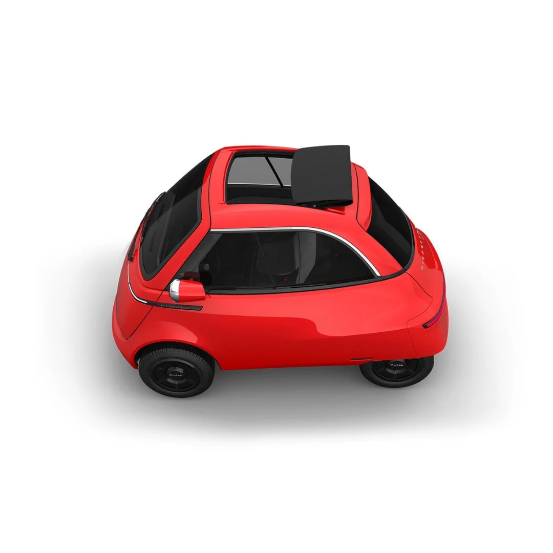 MICROLINO – voiture électrique permis B1 – vue arrière, rouge