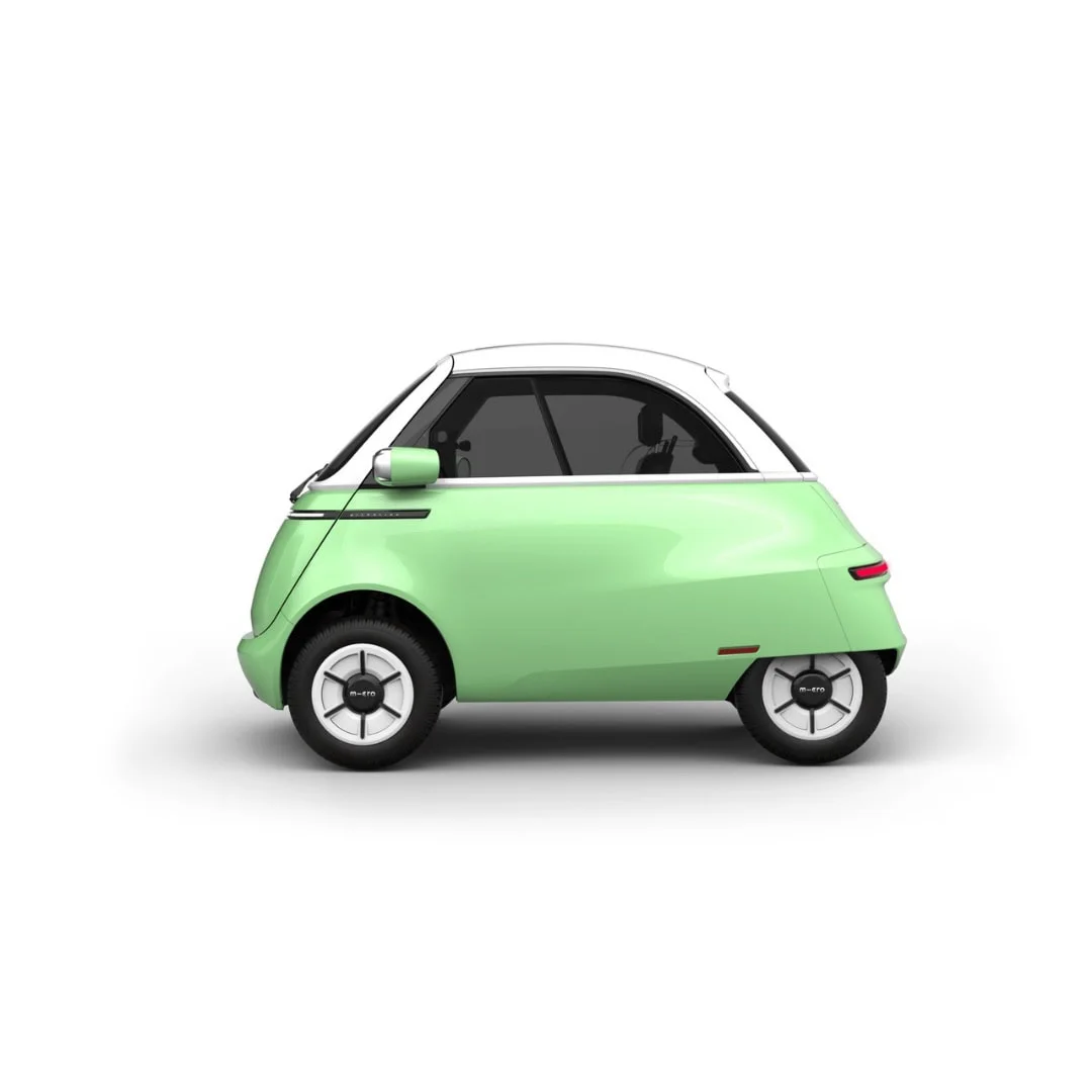 MICROLINO – voiture électrique permis B1 – vue de profil, vert clair