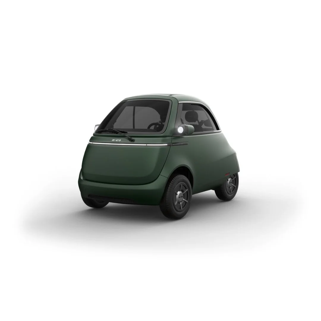 MICROLINO – voiture électrique permis B1 – vue de trois quarts avant, vert foncé