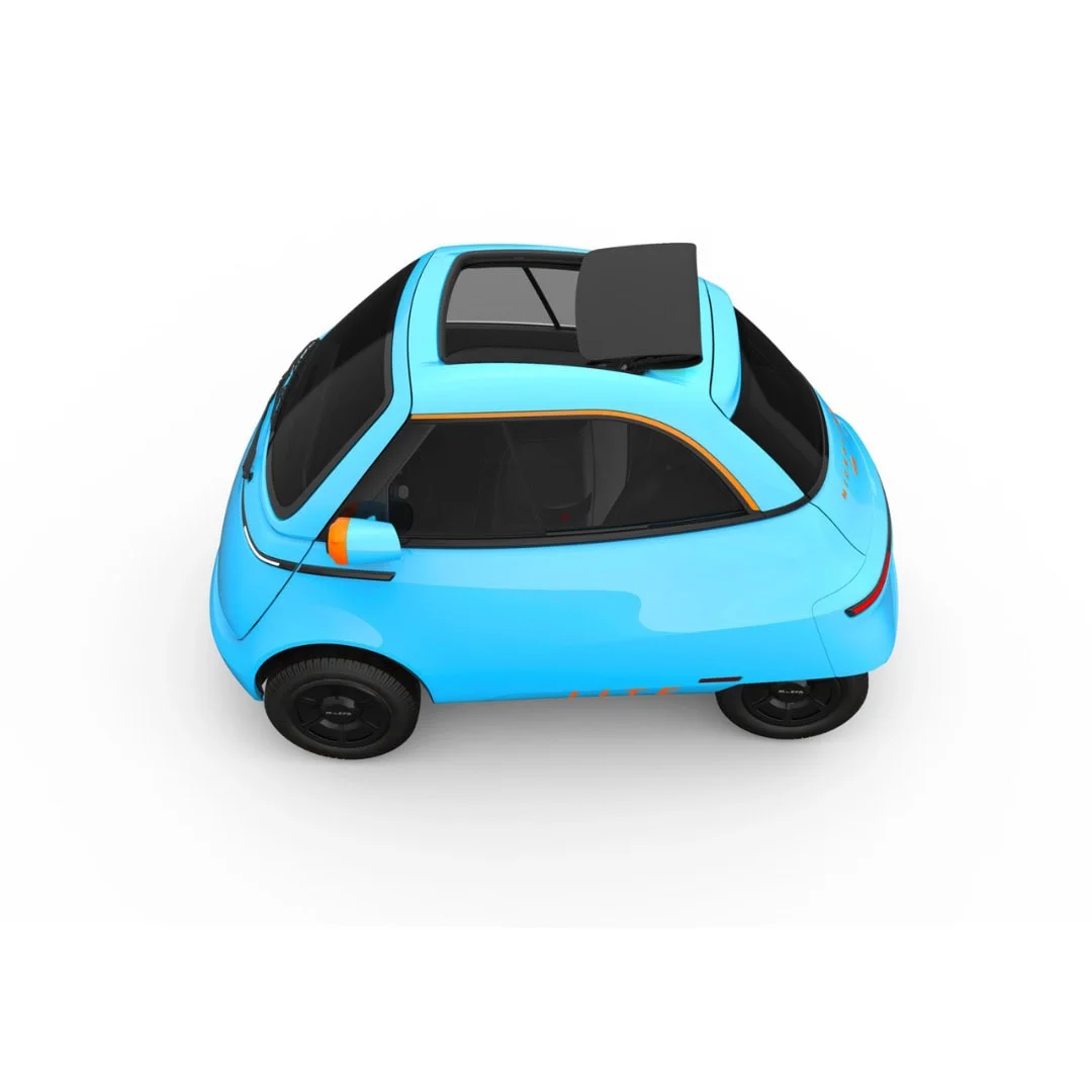 MICROLINO Lite bleue – voiture électrique sans permis – vue arrière