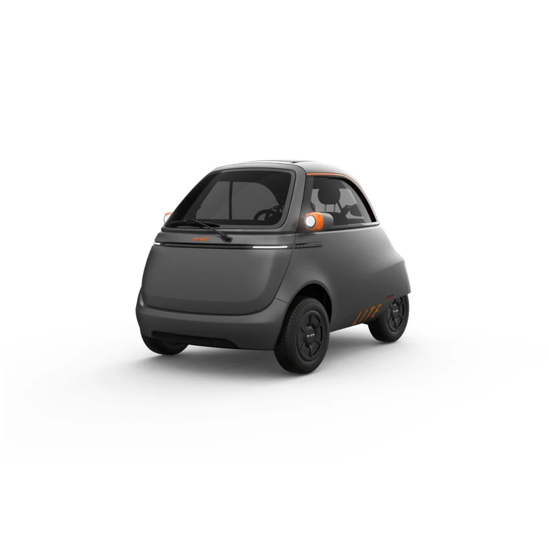 Location MICROLINO Lite 3 mois – voiture électrique sans permis – vue de profil, noire