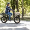 NIU BQi Utility 200 – vélo cargo électrique utilitaire – cycliste dans un parc