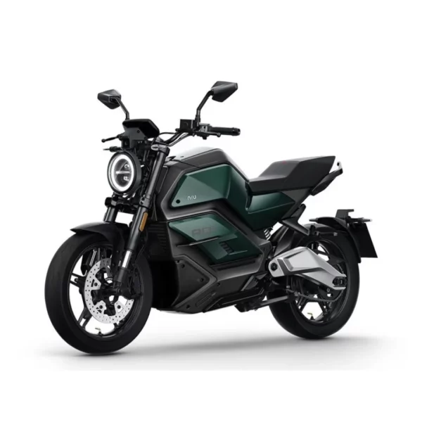NIU RQi Sport – moto électrique 125 cm3 – vue de trois quarts avant, noir