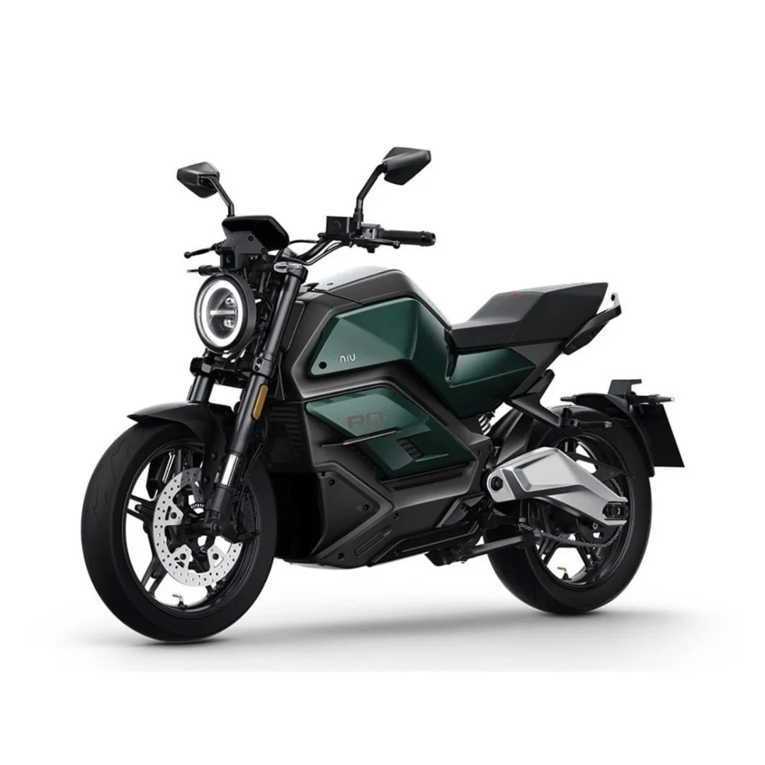 NIU RQi Sport – moto électrique 125 cm3 – vue de trois quarts avant, noir