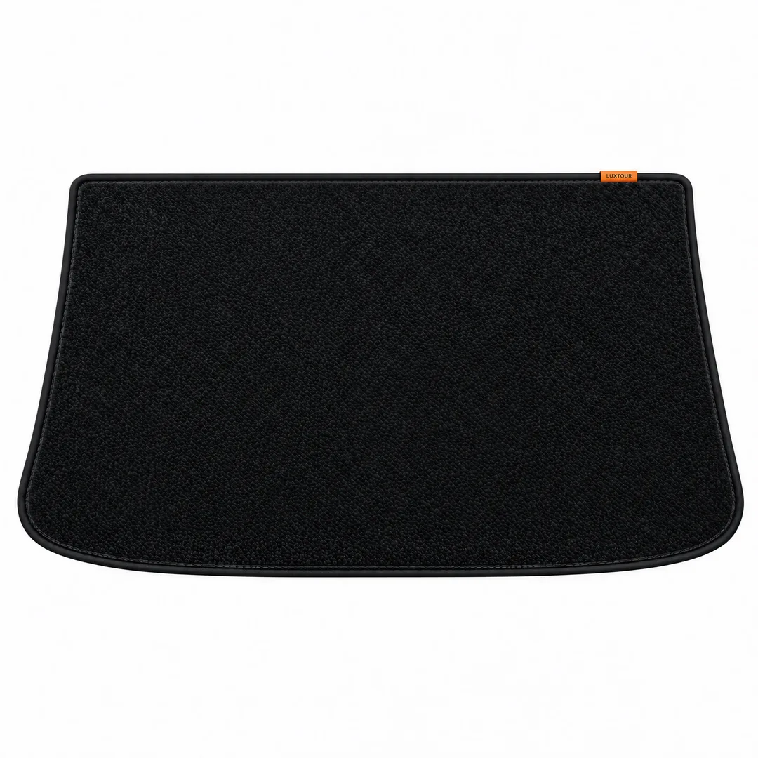 Tapis de coffre en velours noir Linktour Alumi – vue de dessus