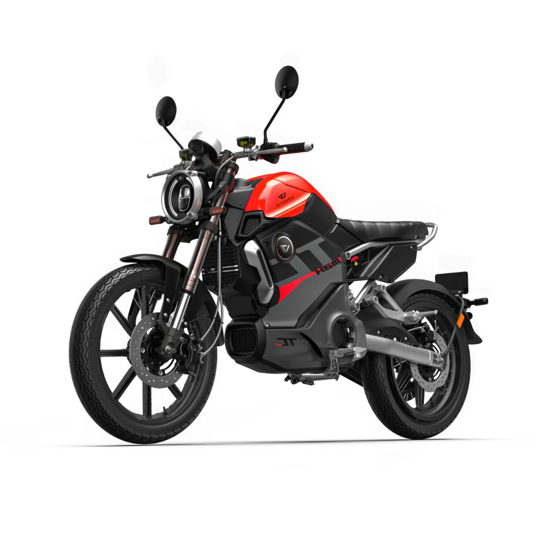 VMOTO TC Max 125cc – moto électrique 125 cm3 – vue de trois quarts avant, rouge