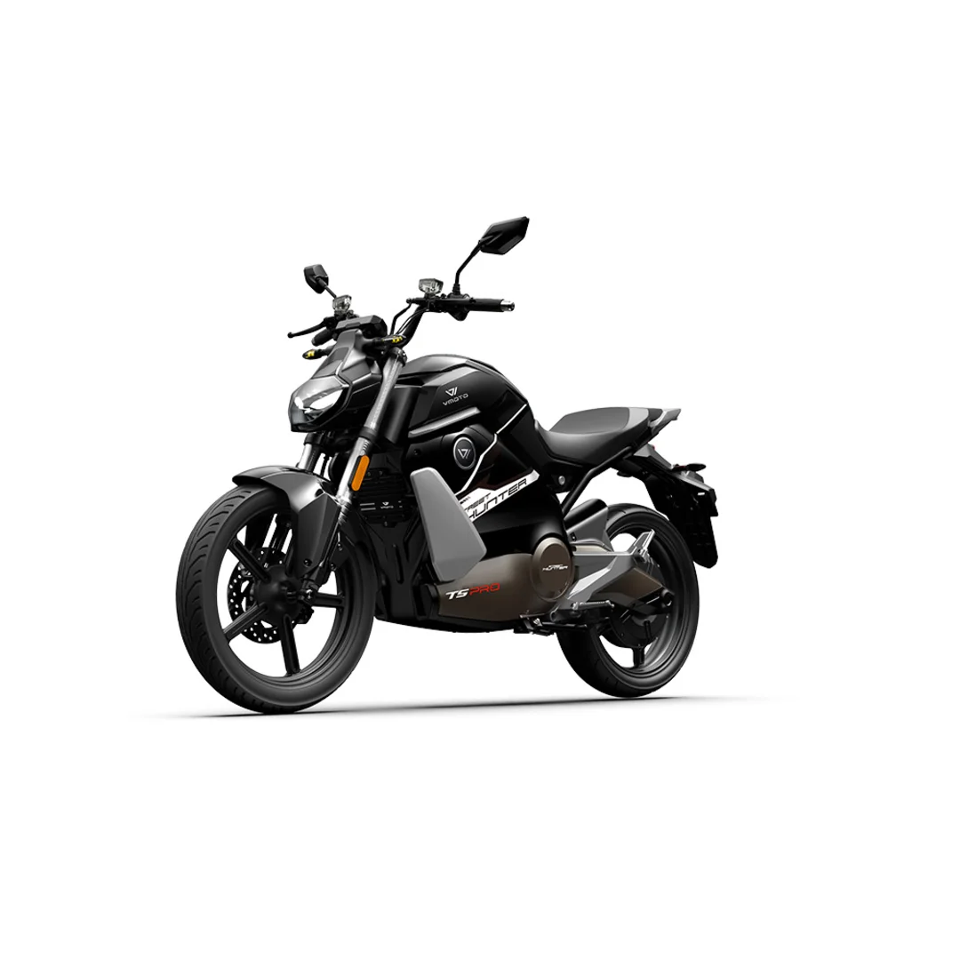 VMOTO TS Street Hunter – moto électrique 50 cm3 – vue de trois quarts avant, noir