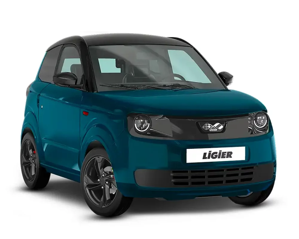 Ligier MyLi Epic bleu trois quart face droit